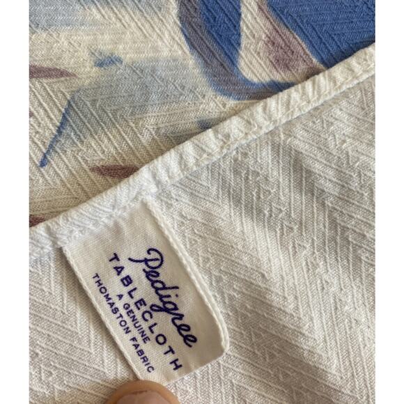Vintage Floral Tablecloth Iris Pedigree By Thomaston Mills MCM Cotton 1960s - Picture 5 of 11